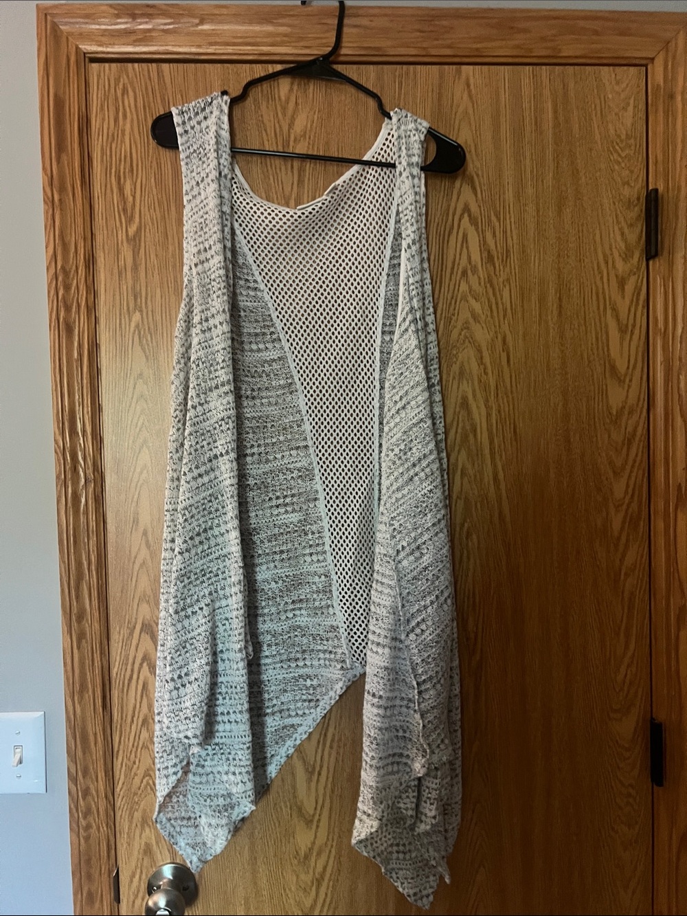 Cato White Open-Knit Mesh Top